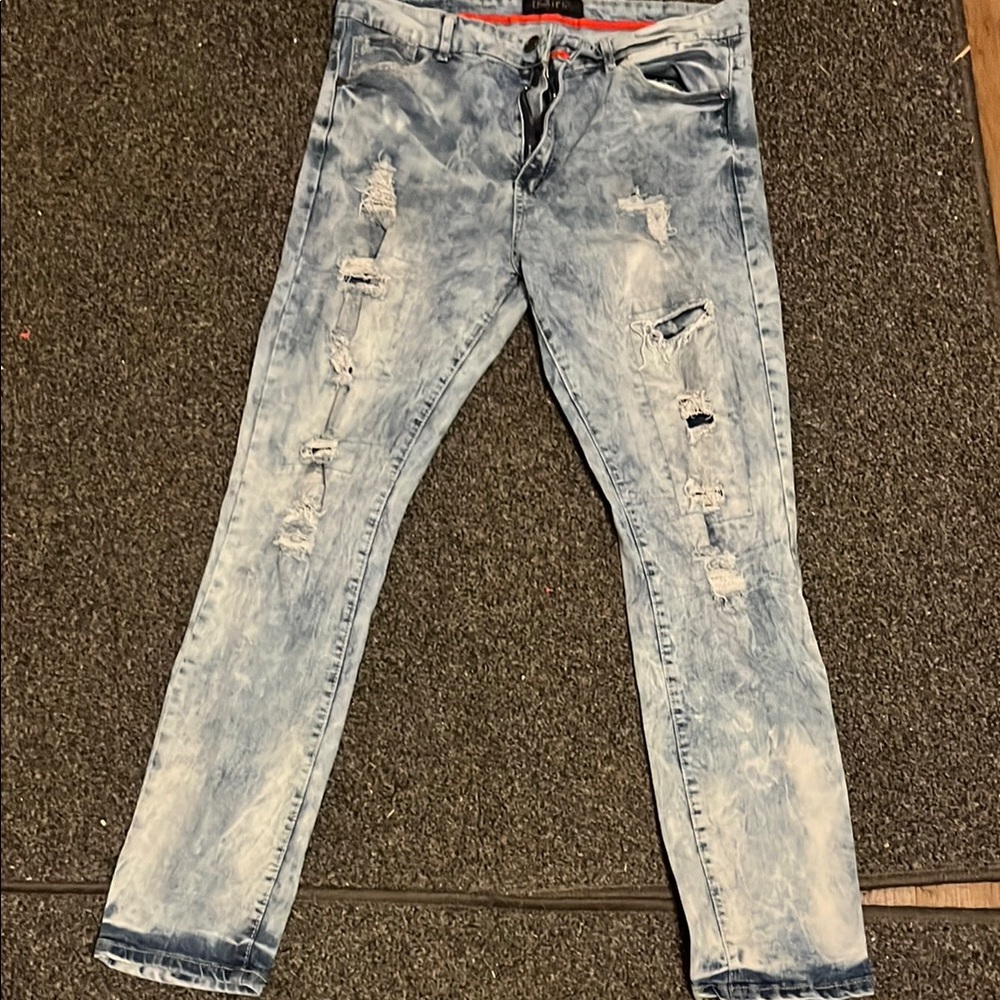 Men's Distressed Blue Jeans